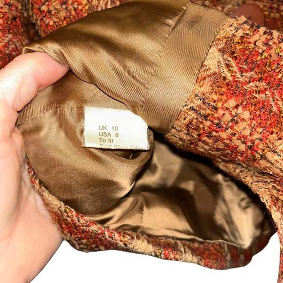 Jaeger UK wool brown rusty plaid jacket 90s Vintage 8 - Picture 3 of 5